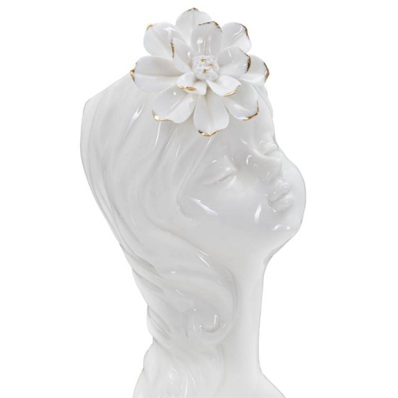 Vase visage femme en céramique blanche 10.5x10x24.7 cm - Mauro Ferretti - Image 2