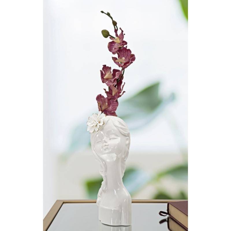 Vase visage femme en céramique blanche 10.5x10x24.7 cm - Mauro Ferretti - Image 5