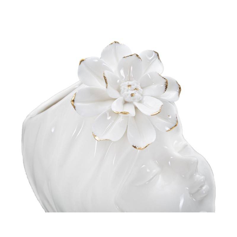Vase visage femme en céramique blanche 10.5x10x24.7 cm - Mauro Ferretti - Image 4