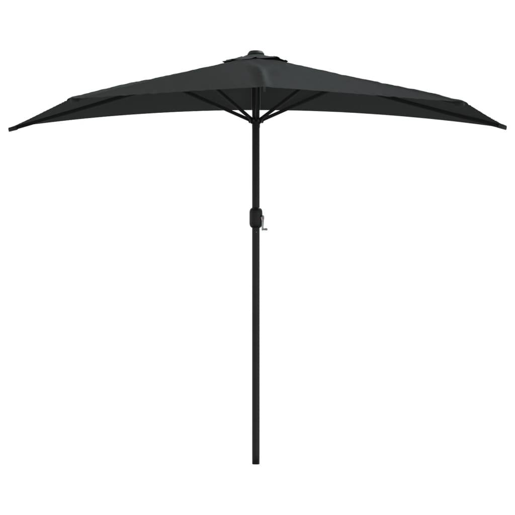 Helloshop26 - Parasol demi de balcon avec mât en aluminium 270 x 135 x 245 cm noir - Image 2