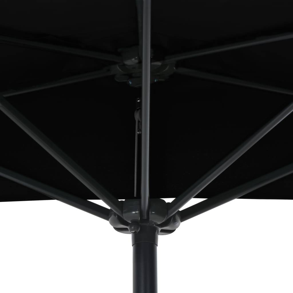 Helloshop26 - Parasol demi de balcon avec mât en aluminium 270 x 135 x 245 cm noir - Image 5