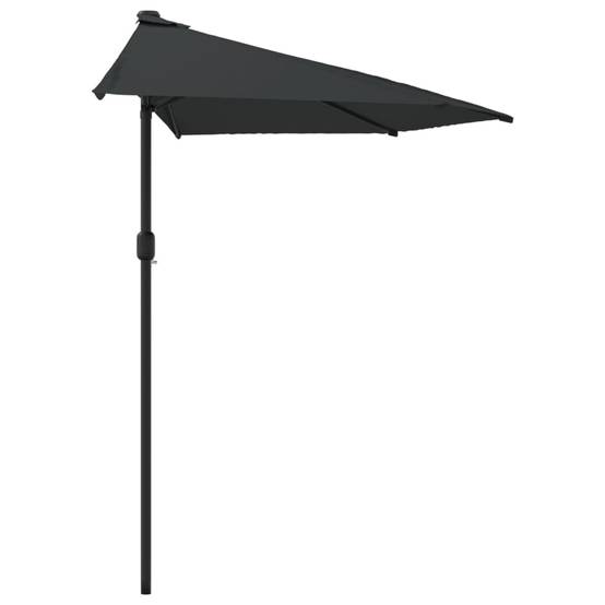 Helloshop26 - Parasol demi de balcon avec mât en aluminium 270 x 135 x 245 cm noir - Image 3