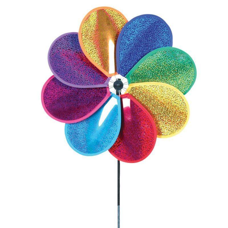 Girouette à planter - Premier Kites -fleur arc en ciel et or - Décoration jardin