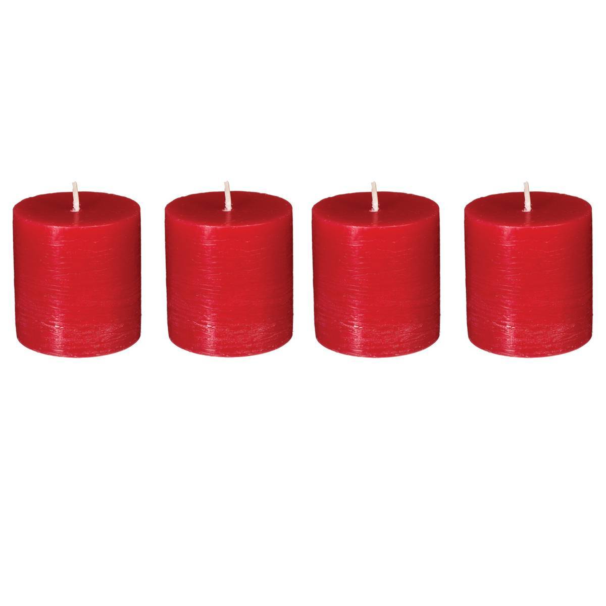 Atmosphera - Lot de 4 bougies rustiques rouge 60g - Atmosphera Créateur d'intérieur - Imagen 2