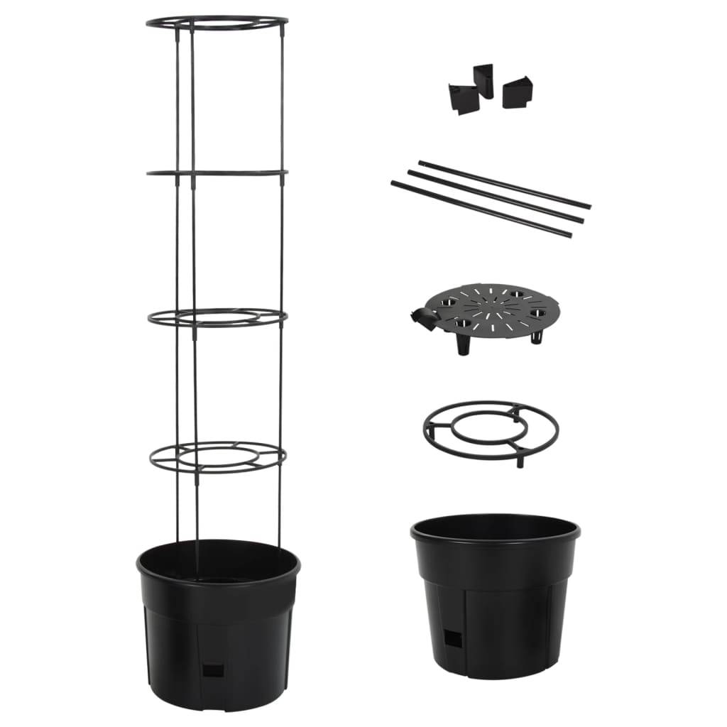 ComfortXL - Jardinière à tomate Polypropylène potager balcon avec tuteur croissance Ø39x150cm anthracite - ComfortXL Outdoor Living - Image 1