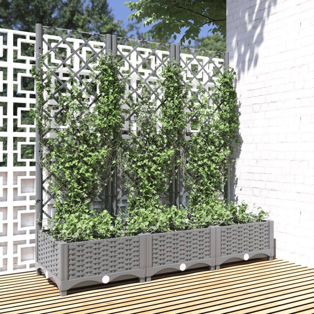 Jardinière avec treillis - Bac à Fleurs - Pot De Fleurs Gris clair 120x40x121,5 cm PP - Image 2