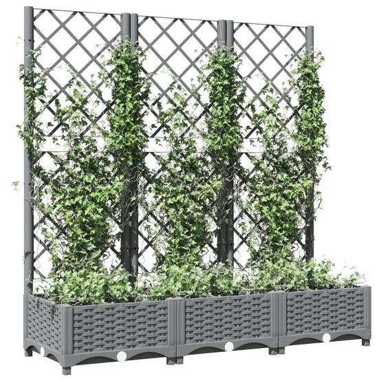 Jardinière avec treillis - Bac à Fleurs - Pot De Fleurs Gris clair 120x40x121,5 cm PP - Image 3