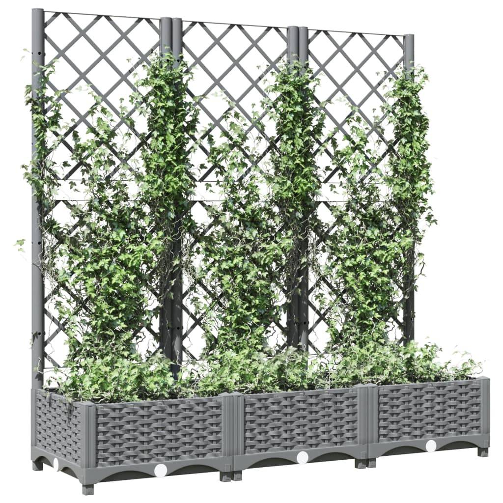 Jardinière avec treillis - Bac à Fleurs - Pot De Fleurs Gris clair 120x40x121,5 cm PP - Image 3