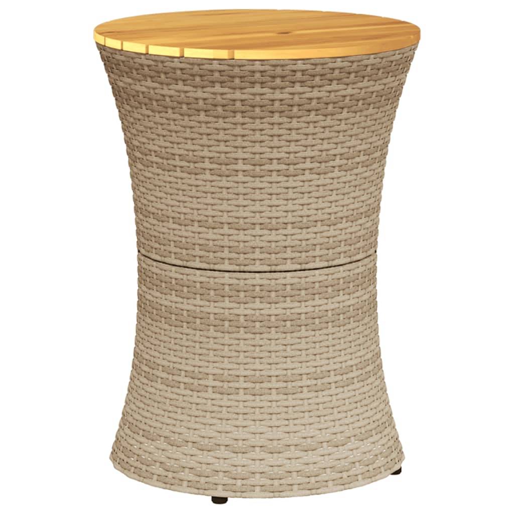 Petite Table d'Appoint de Jardin Ronde Beige Style Tambour, en Résine Tressée et Bois – ComfortXL Outdoor Living - Image 2