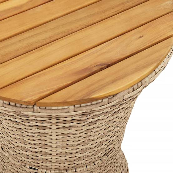 Petite Table d'Appoint de Jardin Ronde Beige Style Tambour, en Résine Tressée et Bois – ComfortXL Outdoor Living - Image 8