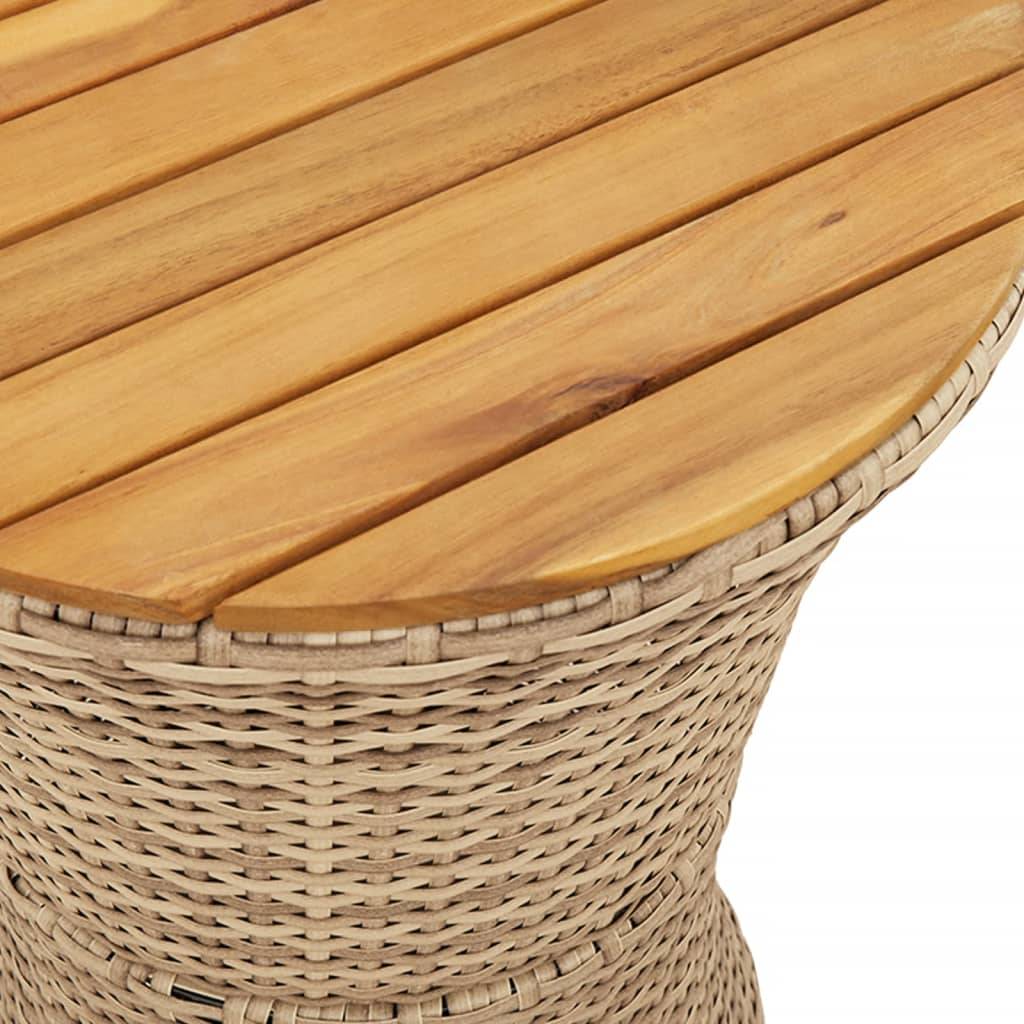 Petite Table d'Appoint de Jardin Ronde Beige Style Tambour, en Résine Tressée et Bois – ComfortXL Outdoor Living - Image 8