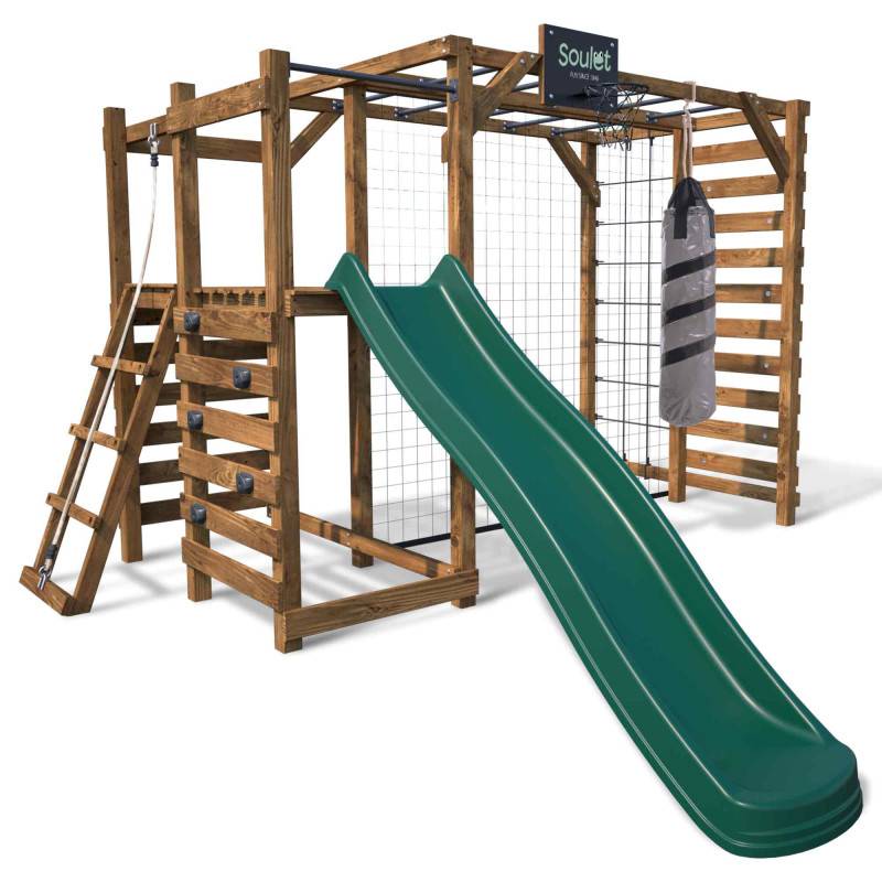 Soulet - Aire de jeux multisport en bois traité avec toboggan ACHILLE - Image 1