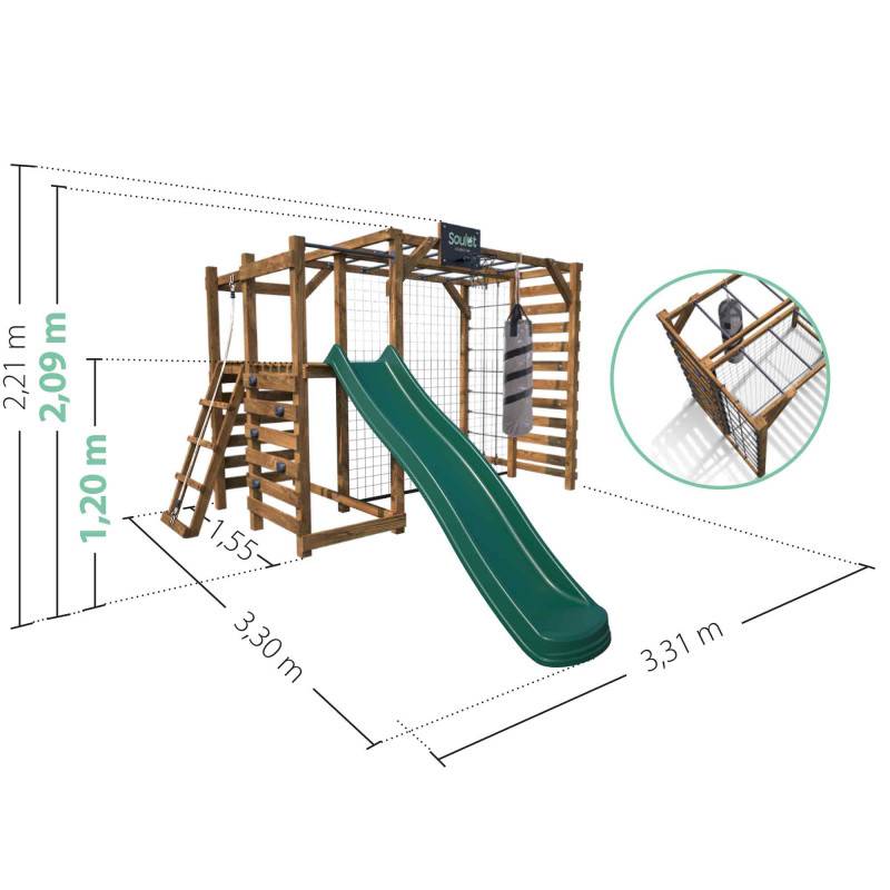 Soulet - Aire de jeux multisport en bois traité avec toboggan ACHILLE - Image 4