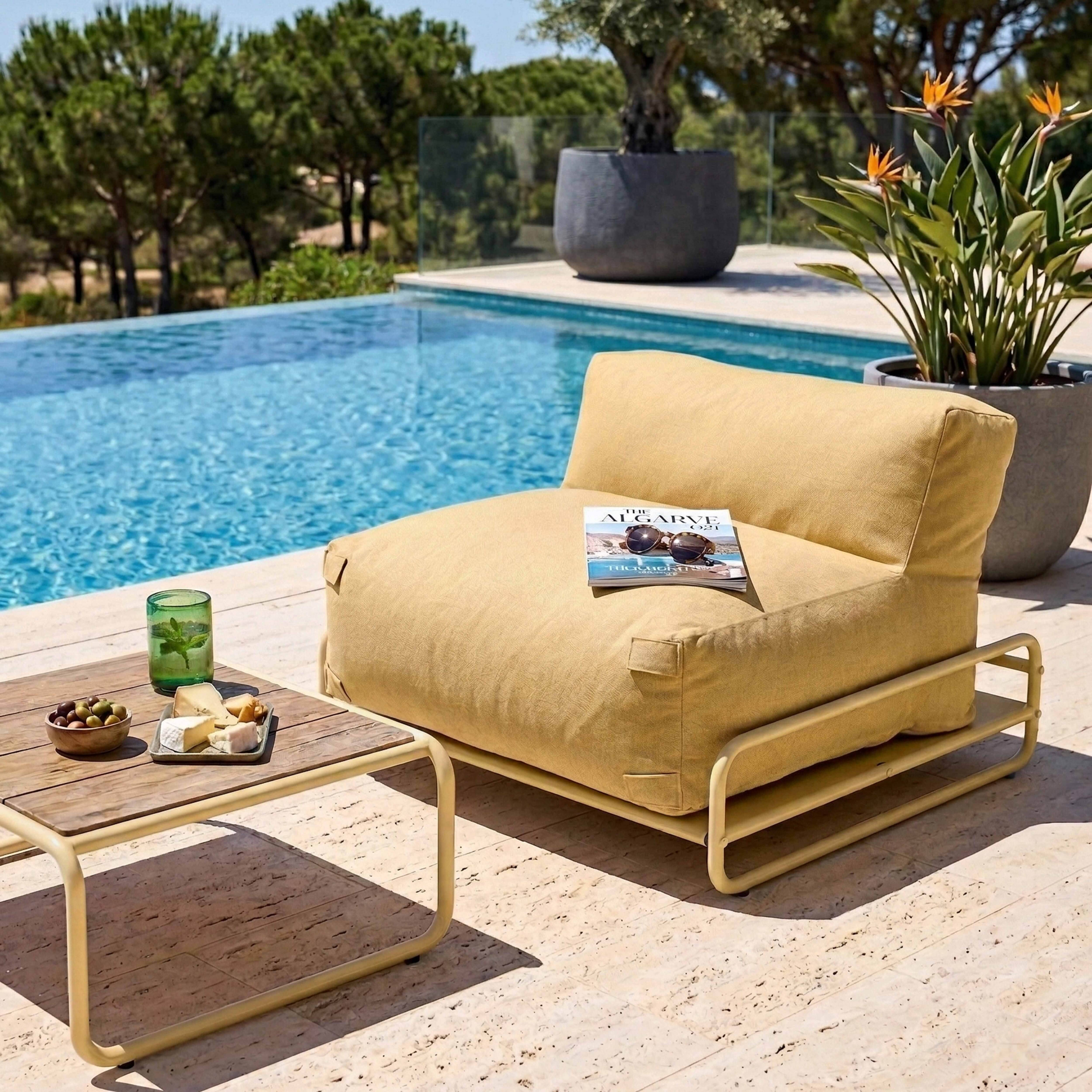 Oviala - Structure pour fauteuil et pouf de salon de jardin modulable jaune Mixi - Oviala - Image 4