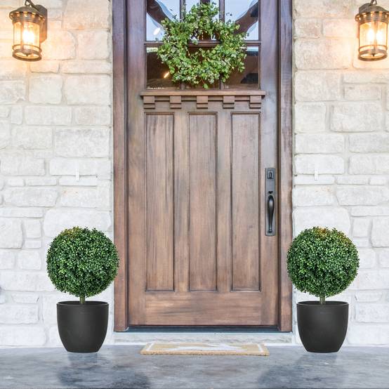 Lot de 2 Buis Artificiels Boule PE Décoration Extérieure Anti UV Vert 70cm - ComfortXL Outdoor Living - Image 9