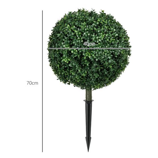 Lot de 2 Buis Artificiels Boule PE Décoration Extérieure Anti UV Vert 70cm - ComfortXL Outdoor Living - Image 5