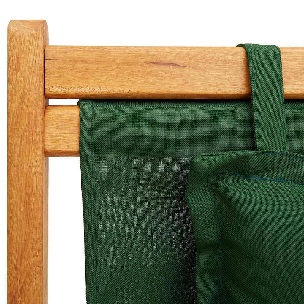 Vidaxl - Chaise pliante en bois d'eucalyptus massif et tissu vert vidaXL 310312 - Imagen 8