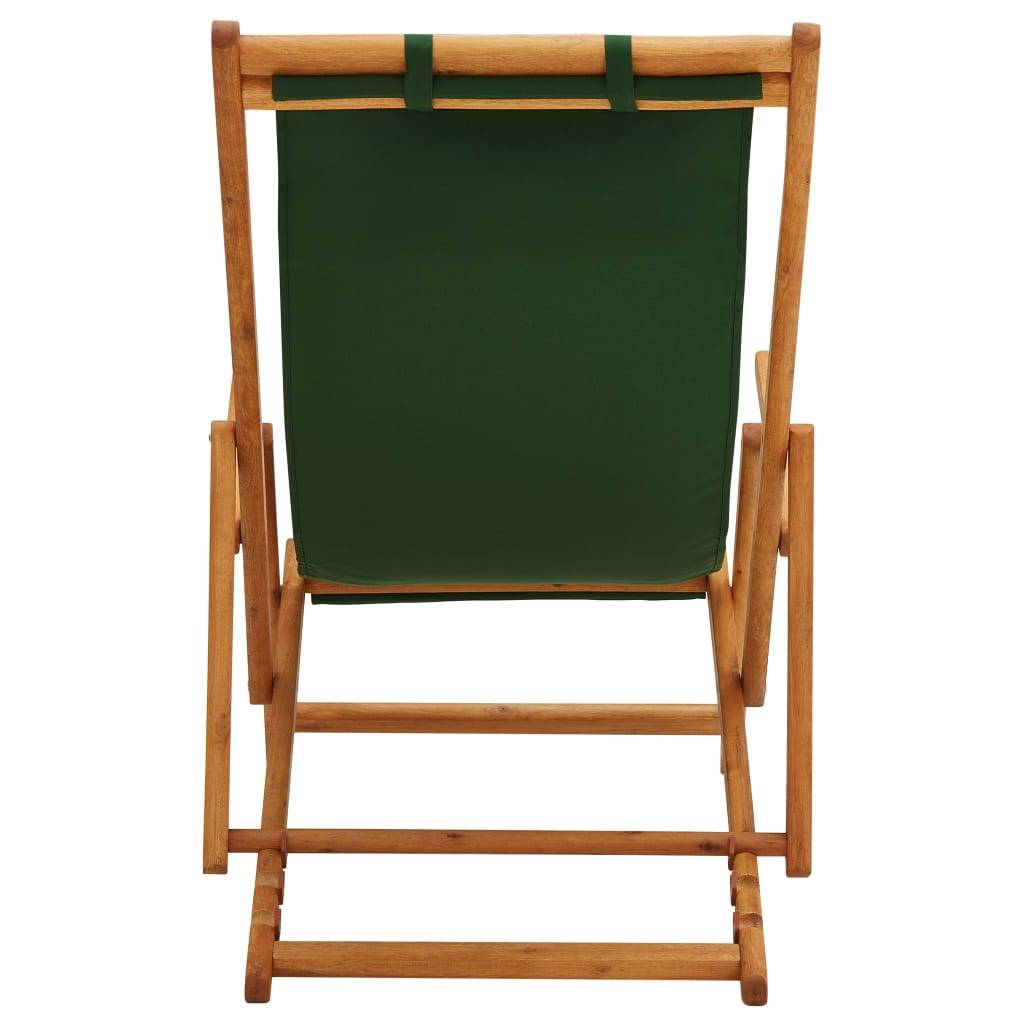Vidaxl - Chaise pliante en bois d'eucalyptus massif et tissu vert vidaXL 310312 - Imagen 6