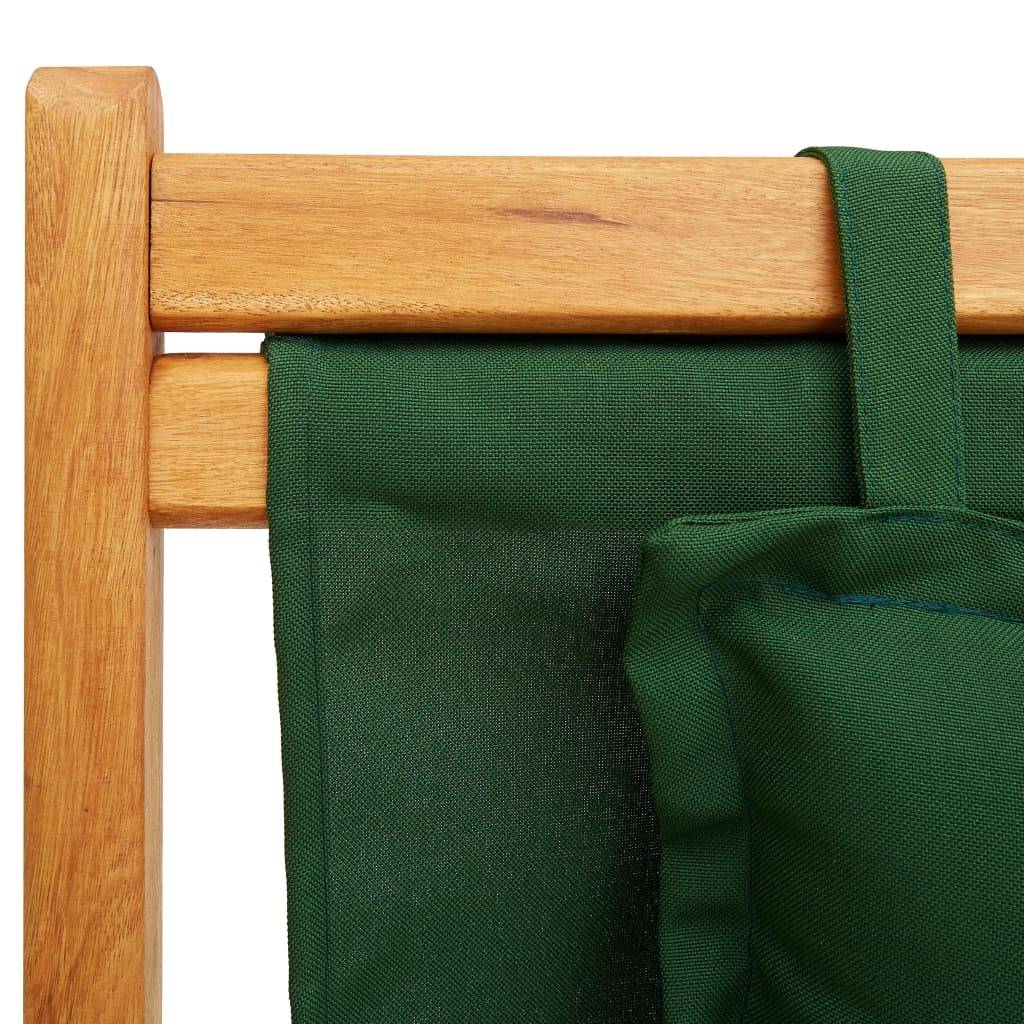 Vidaxl - Chaise pliante en bois d'eucalyptus massif et tissu vert vidaXL 310312 - Imagen 4