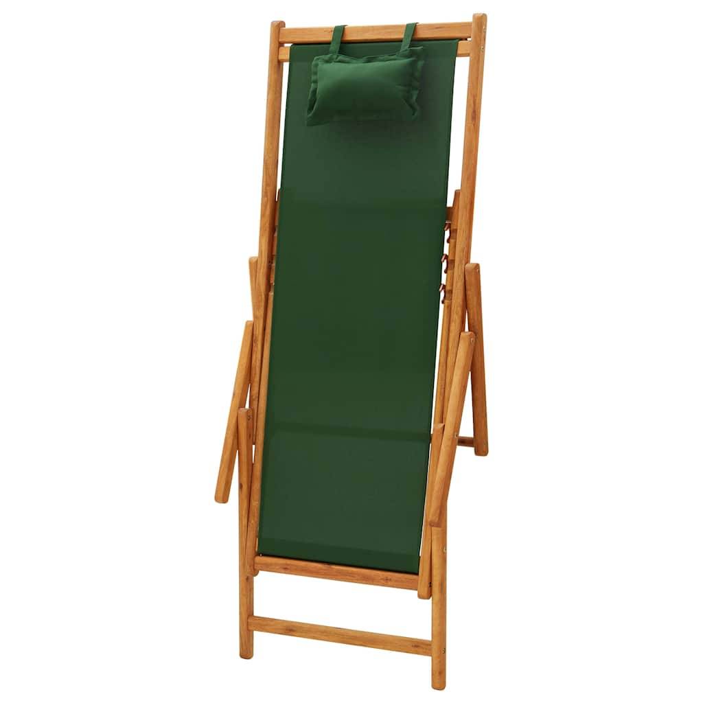Vidaxl - Chaise pliante en bois d'eucalyptus massif et tissu vert vidaXL 310312 - Imagen 7