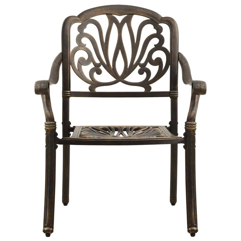 Helloshop26 - Ensemble de bistro jardin meuble extérieur terrasse 3 pièces aluminium coulé bronze - Imagen 4