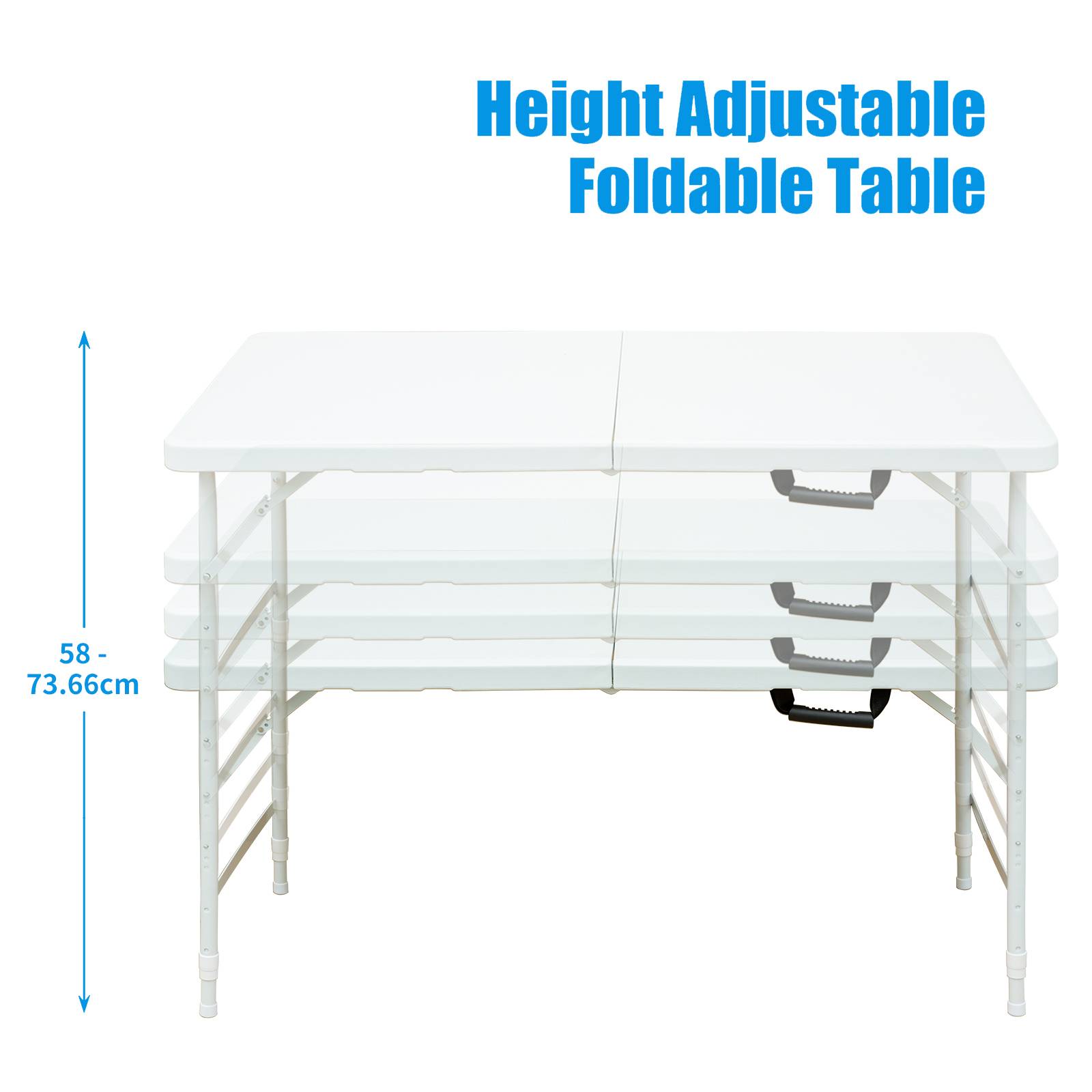 Table de loisirs pliante réglable 124,97cm blanche, antirouille facile entretien intérieur extérieur - Image 4