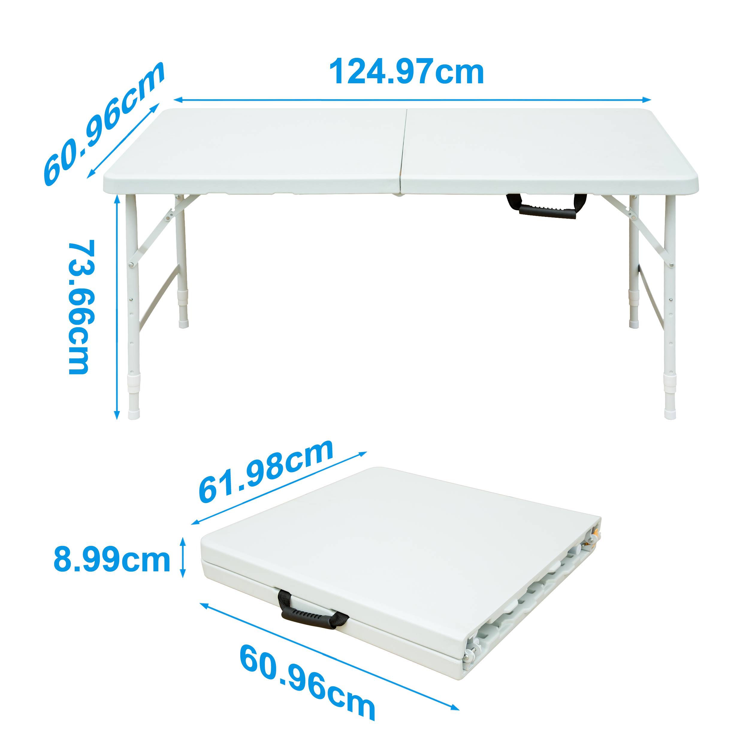 Table de loisirs pliante réglable 124,97cm blanche, antirouille facile entretien intérieur extérieur - Image 2
