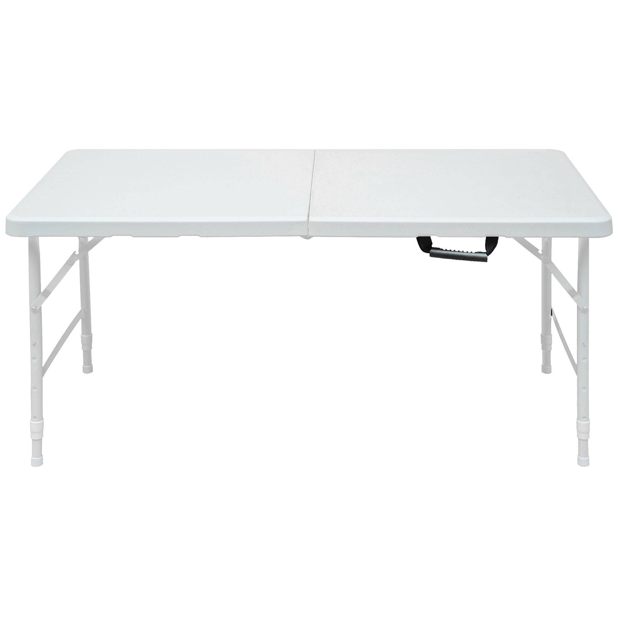 Table de loisirs pliante réglable 124,97cm blanche, antirouille facile entretien intérieur extérieur - Image 1