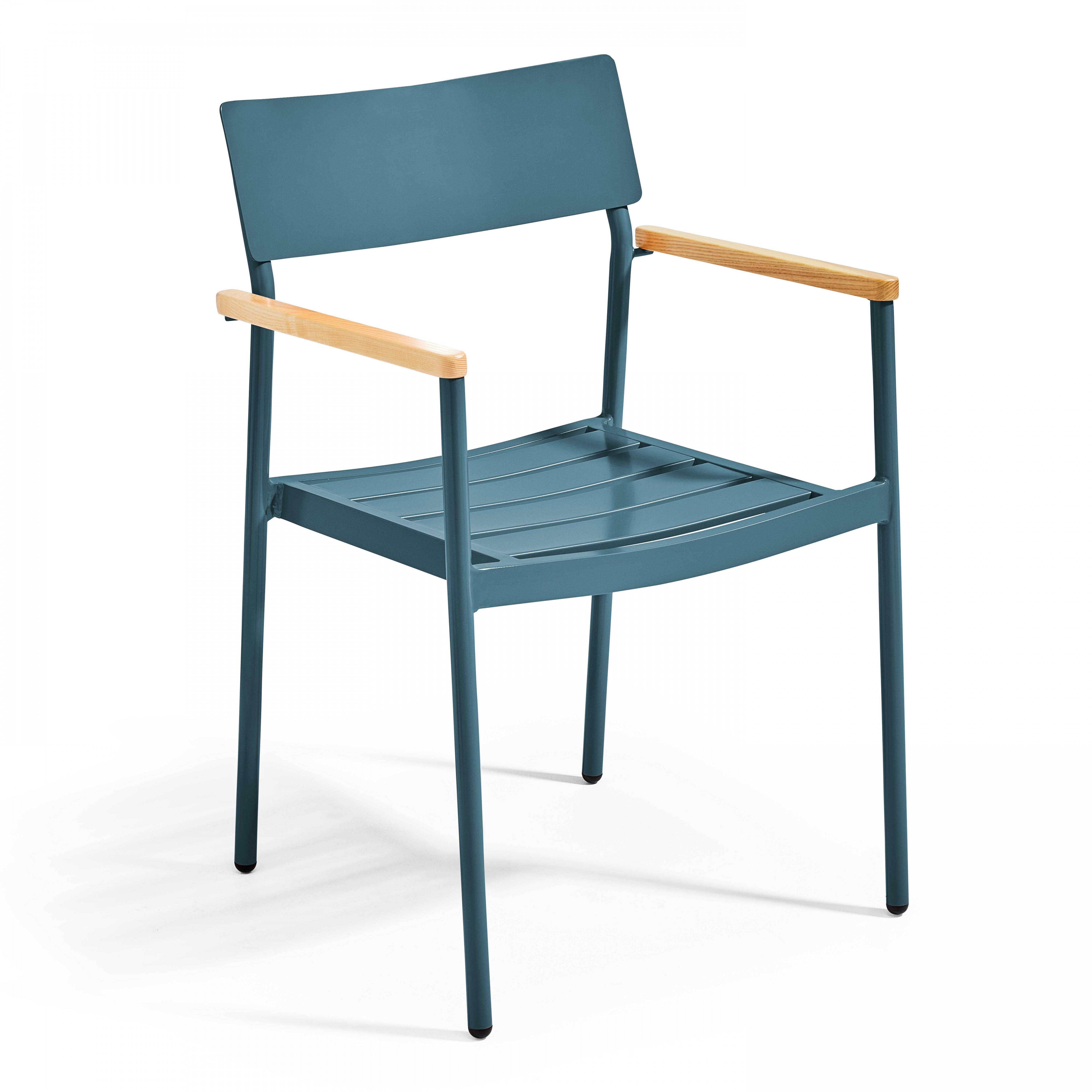 Oviala - Fauteuil de jardin en aluminium et bois bleu canard
 Leeds - Oviala - Imagen 1