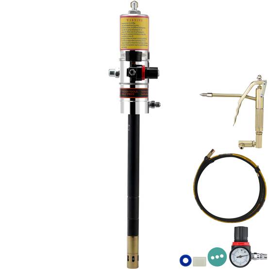 VEVOR Pompe graisse pneumatique 50:1, seau, tuyau 4 m, pistolet, tête 360°. - Image 1