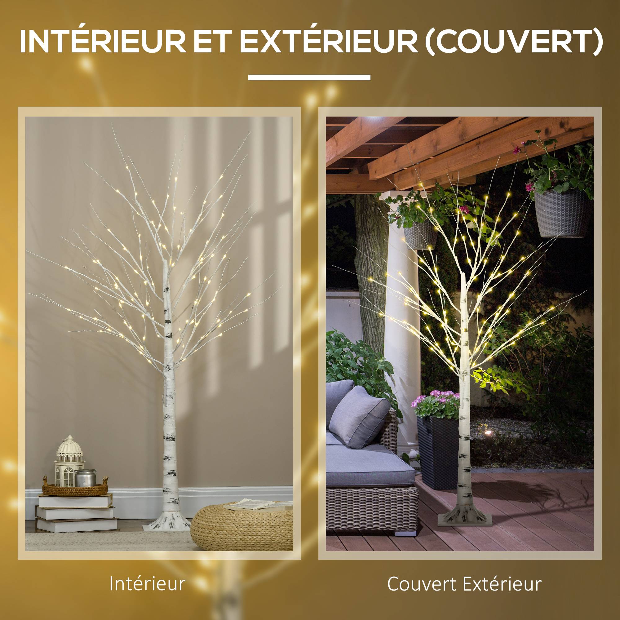 Arbre lumineux LED blanc chaud, 96 LED, usage intérieur, 150 cm, déco Noël maison chambre, blanc - Image 9