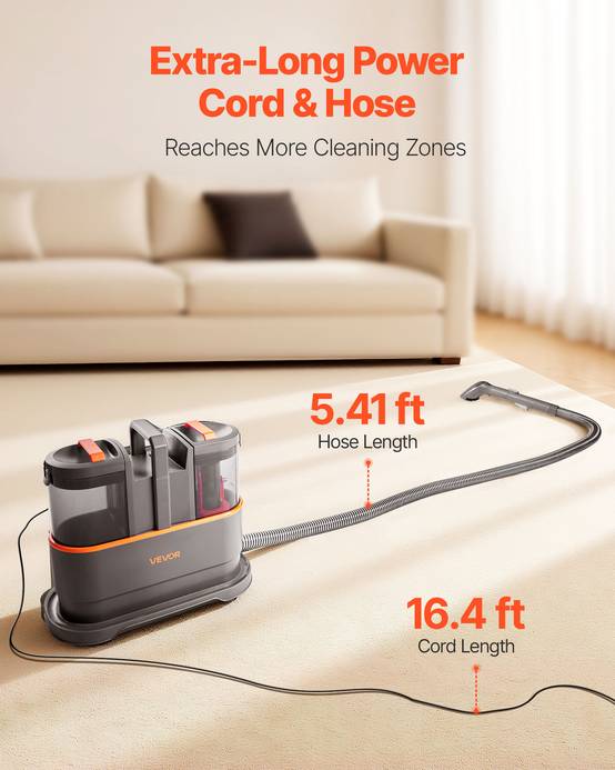 Vevor - VEVOR Shampouineuse portable 11,5 kPa, réservoir 1,5 L propre et 0,8 L sale, pour tapis, canapé et intérieur voiture - Image 3