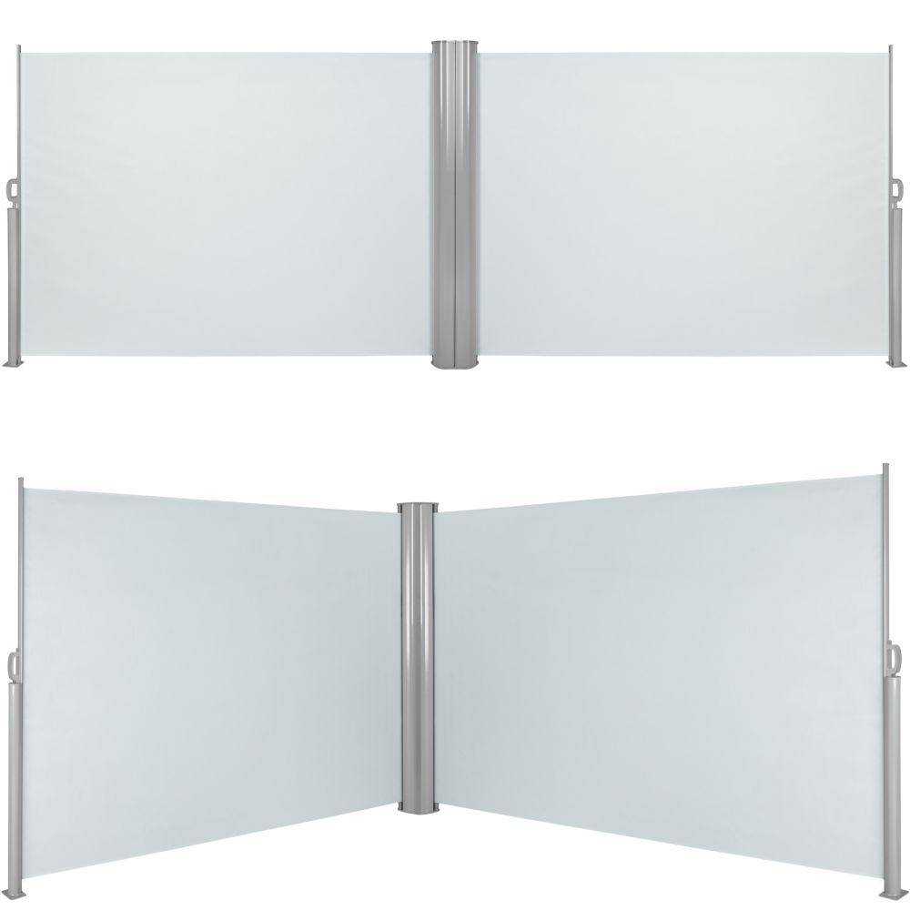 Helloshop26 - Auvent store latéral brise-vue paravent rétractable double gris 160 x 600 cm - Imagen 4