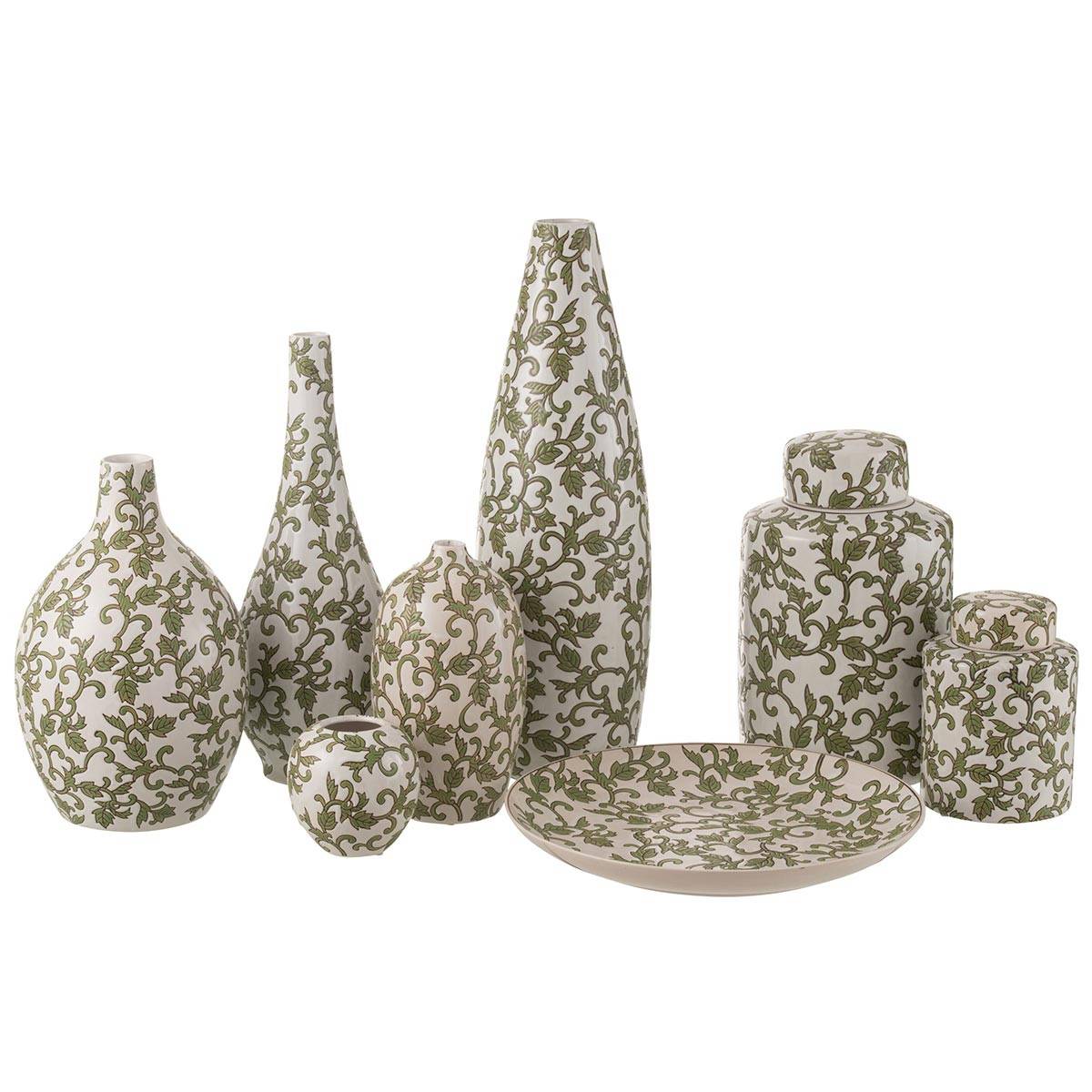 J-Line - Vase Déco en Porcelaine "Yezi" 53cm Vert & Blanc - Image 2