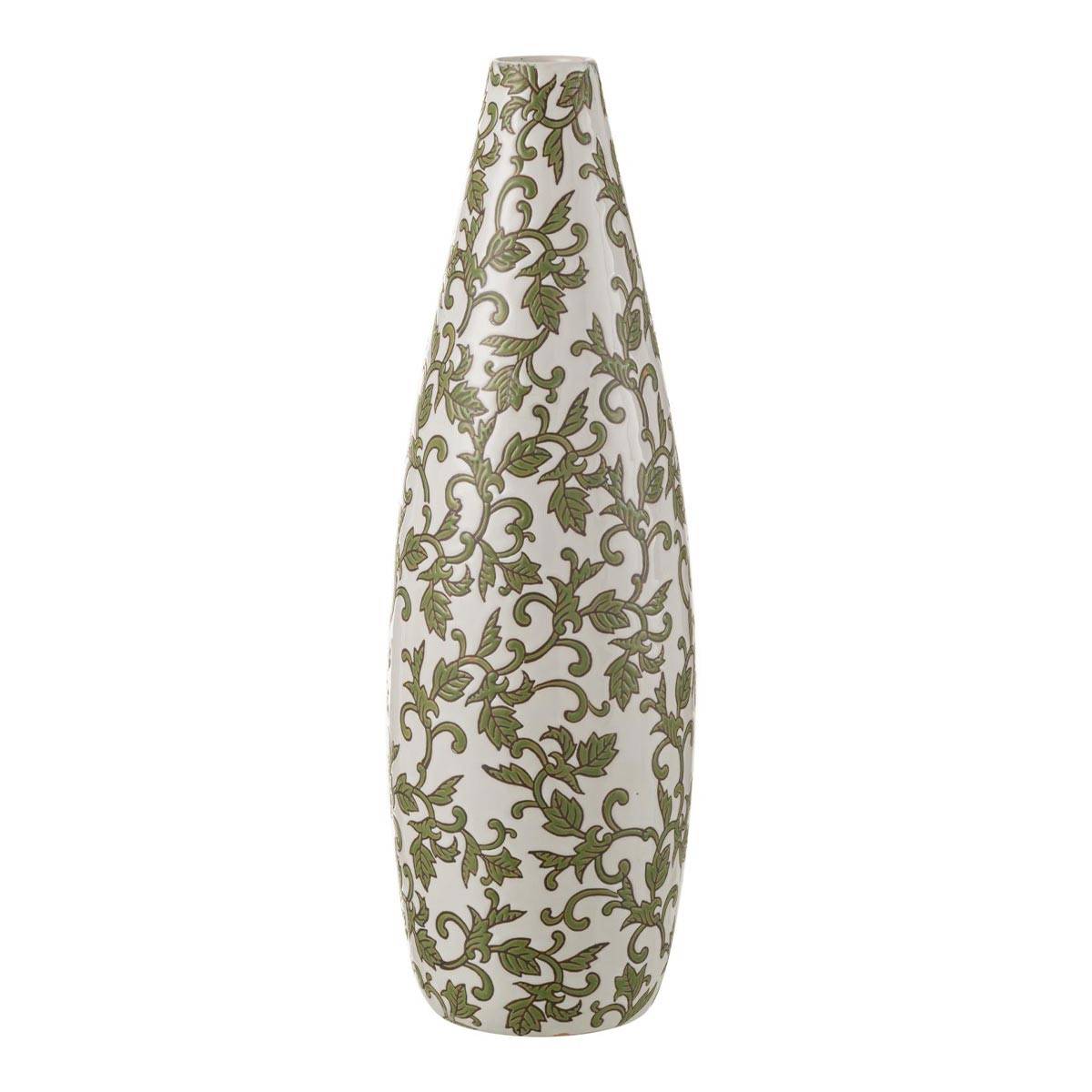 J-Line - Vase Déco en Porcelaine "Yezi" 53cm Vert & Blanc - Image 1