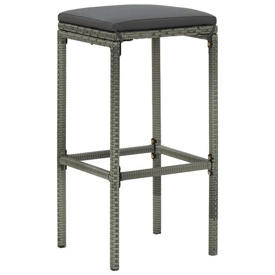 Ensemble de bar de jardin 3 pcs | Mobilier d'extérieur et coussins Résine tressée Gris Maison Chic - Image 7