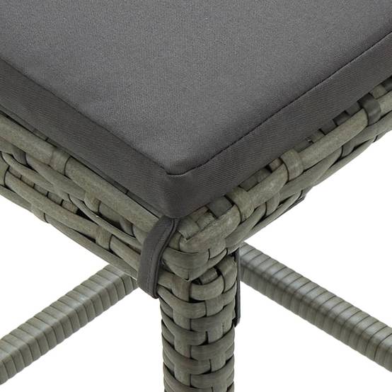 Ensemble de bar de jardin 3 pcs | Mobilier d'extérieur et coussins Résine tressée Gris Maison Chic - Image 10