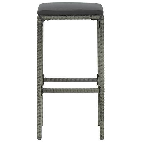 Ensemble de bar de jardin 3 pcs | Mobilier d'extérieur et coussins Résine tressée Gris Maison Chic - Image 8