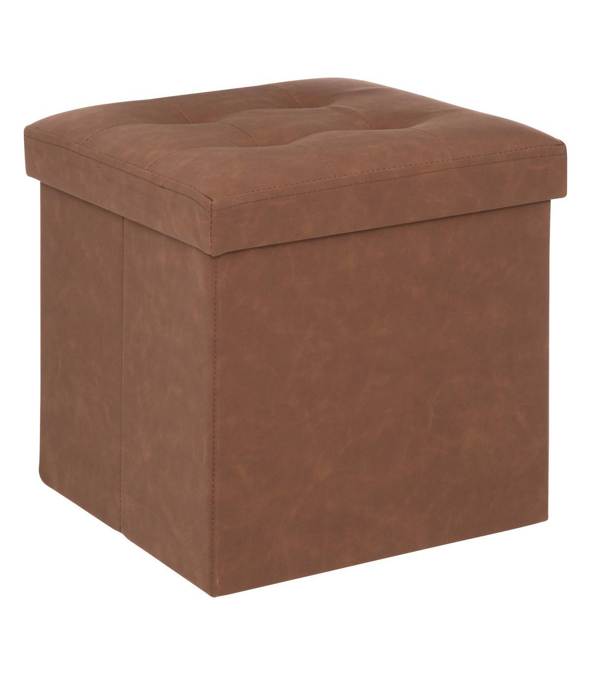 Pouf et Coffre de rangement en bois et revêtement Marron 38 x 38 cm - Imagen 1