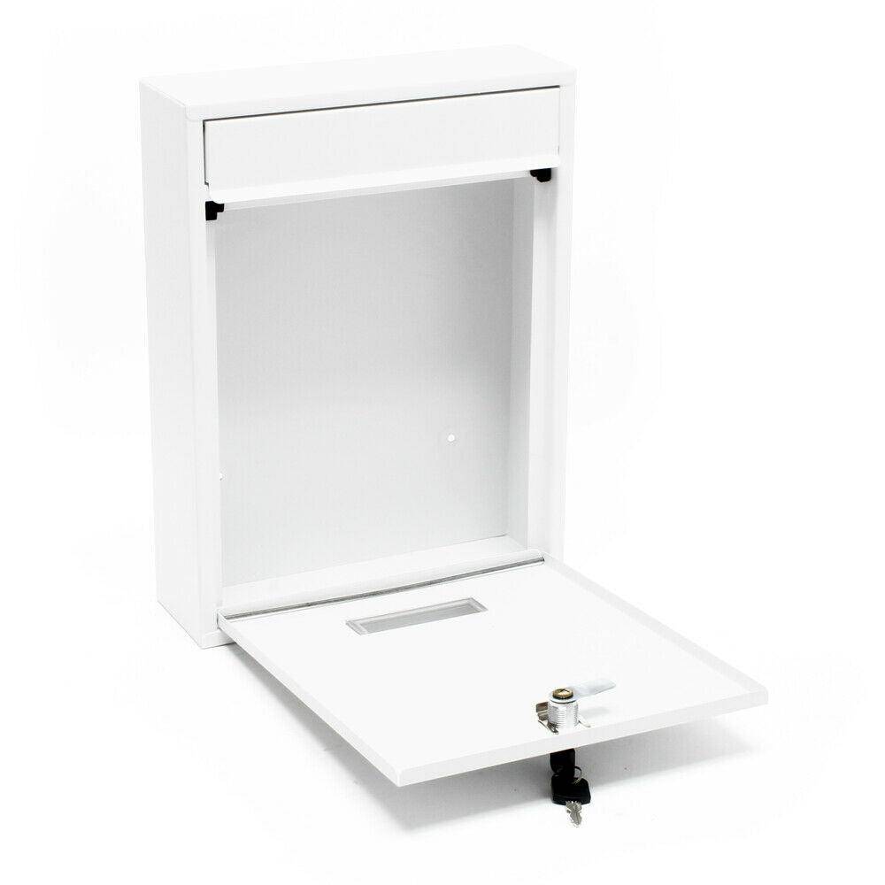 Helloshop26 - Boite aux lettres design murale courrier acier galvanisé 21,5 x 9 x 32 cm blanc - Imagen 2