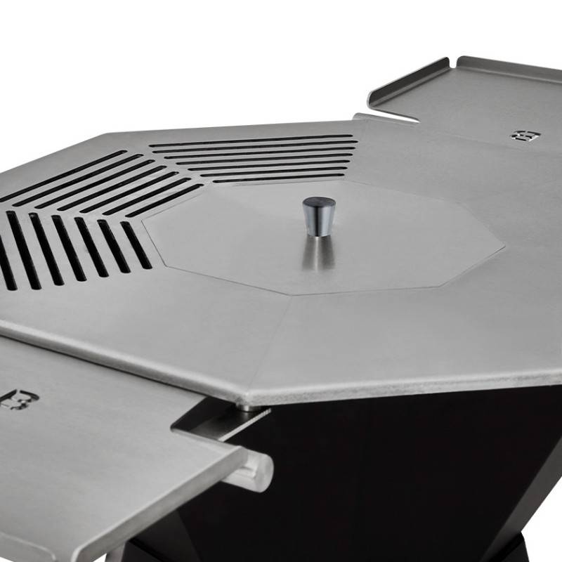 Brasero - Barbecue bois, plancha et braséro - BRASERO Design - 3 en 1 - Plaque inox XXL et grille - Imagen 4