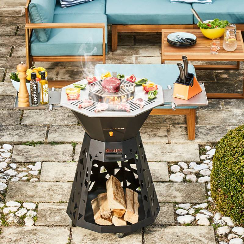 Brasero - Barbecue bois, plancha et braséro - BRASERO Design - 3 en 1 - Plaque inox XXL et grille - Imagen 9