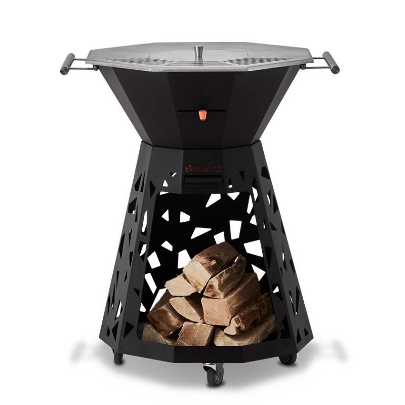 Brasero - Barbecue bois, plancha et braséro - BRASERO Design - 3 en 1 - Plaque inox XXL et grille - Imagen 3