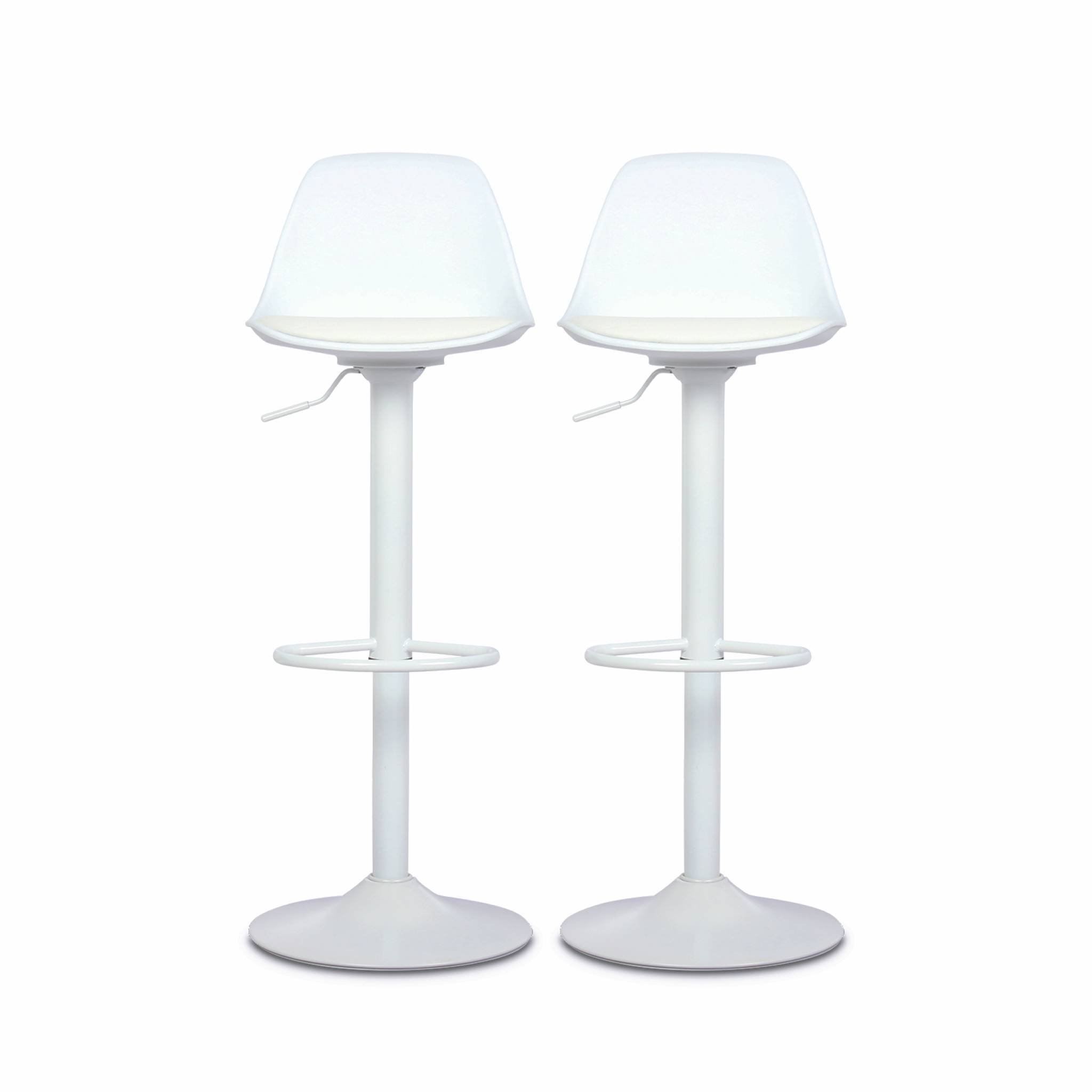 sweeek - Lot de 2 tabourets de bar réglables 61.5/83.5cm - Noah - simili cuir blanc - hauteur réglable. repose-pieds | sweeek - Image 5