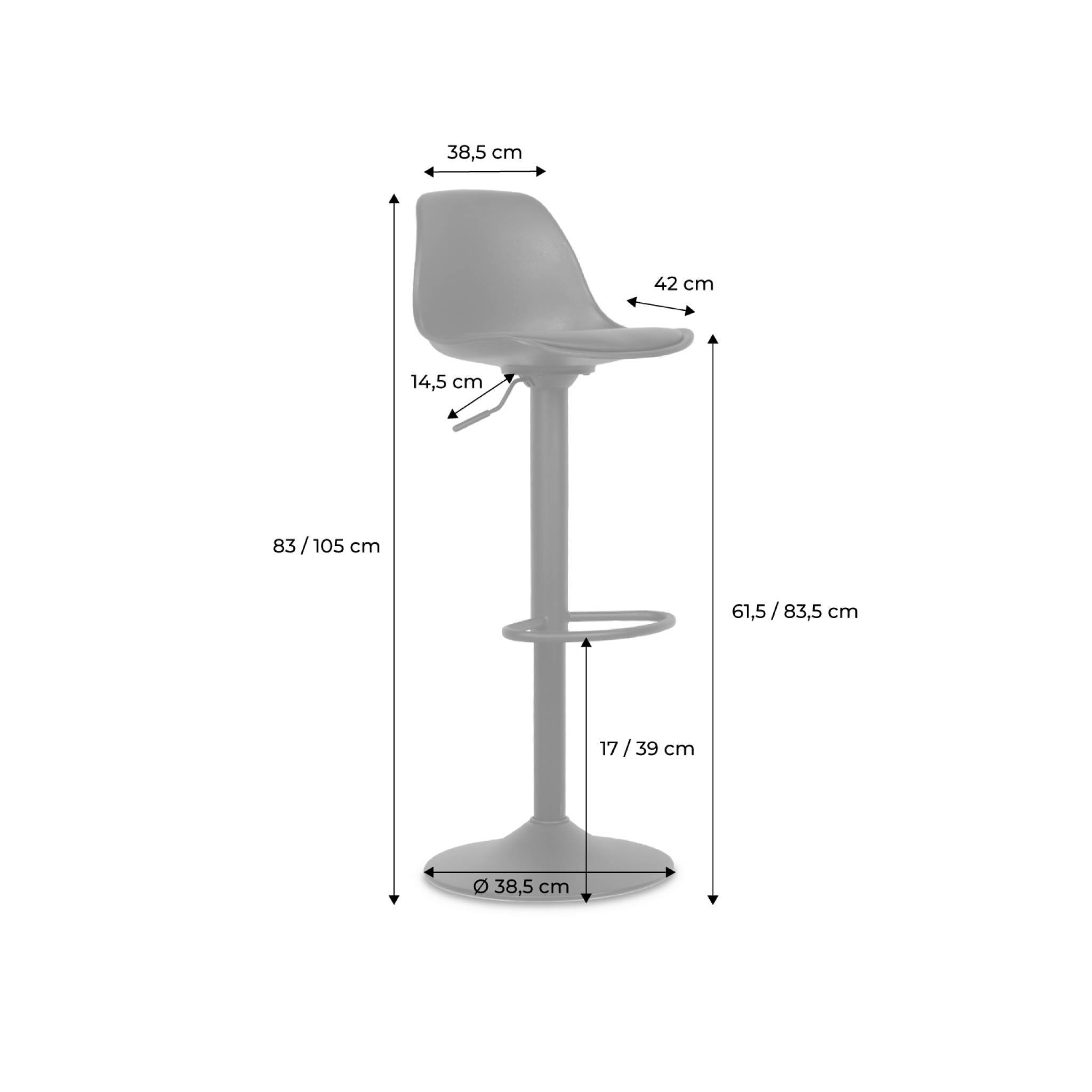 sweeek - Lot de 2 tabourets de bar réglables 61.5/83.5cm - Noah - simili cuir blanc - hauteur réglable. repose-pieds | sweeek - Image 4