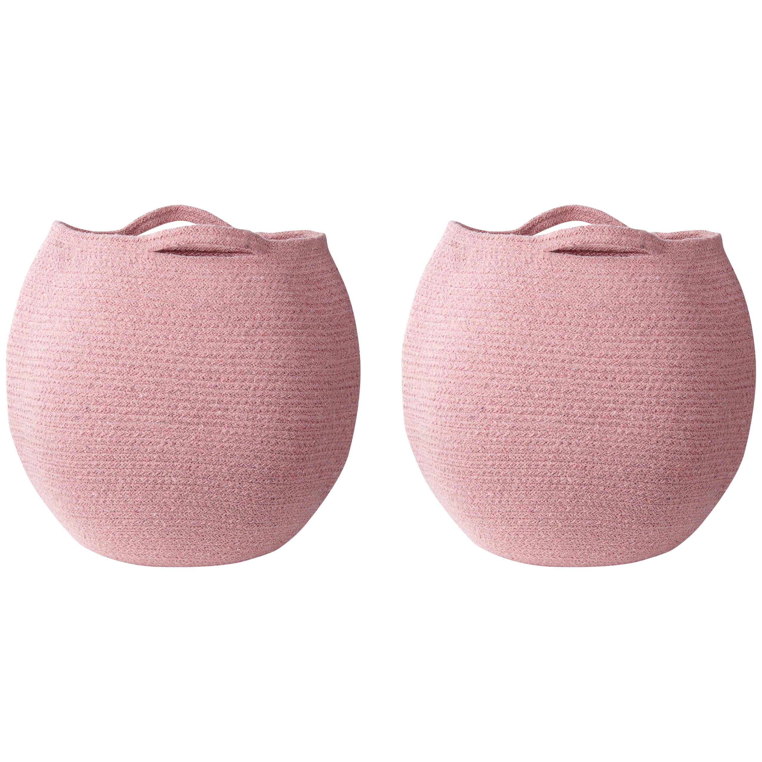 Beliani - Paniers Rose en Coton 30 cm Ronds Faits Main Rangement Intérieur pour Linge Facile à Entretenir Corbeilles Lot de 2 - Imagen 1