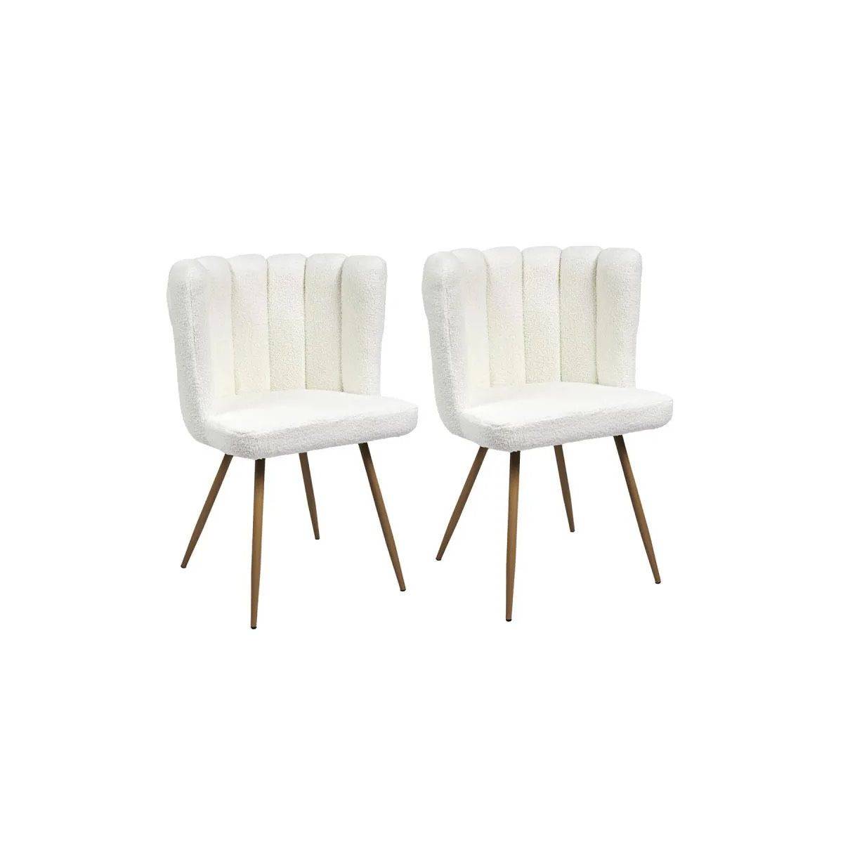 ALTOBUY - Lot de 2 Fauteuils Blanc Tissu Bouclettes - FJARD - Image 1