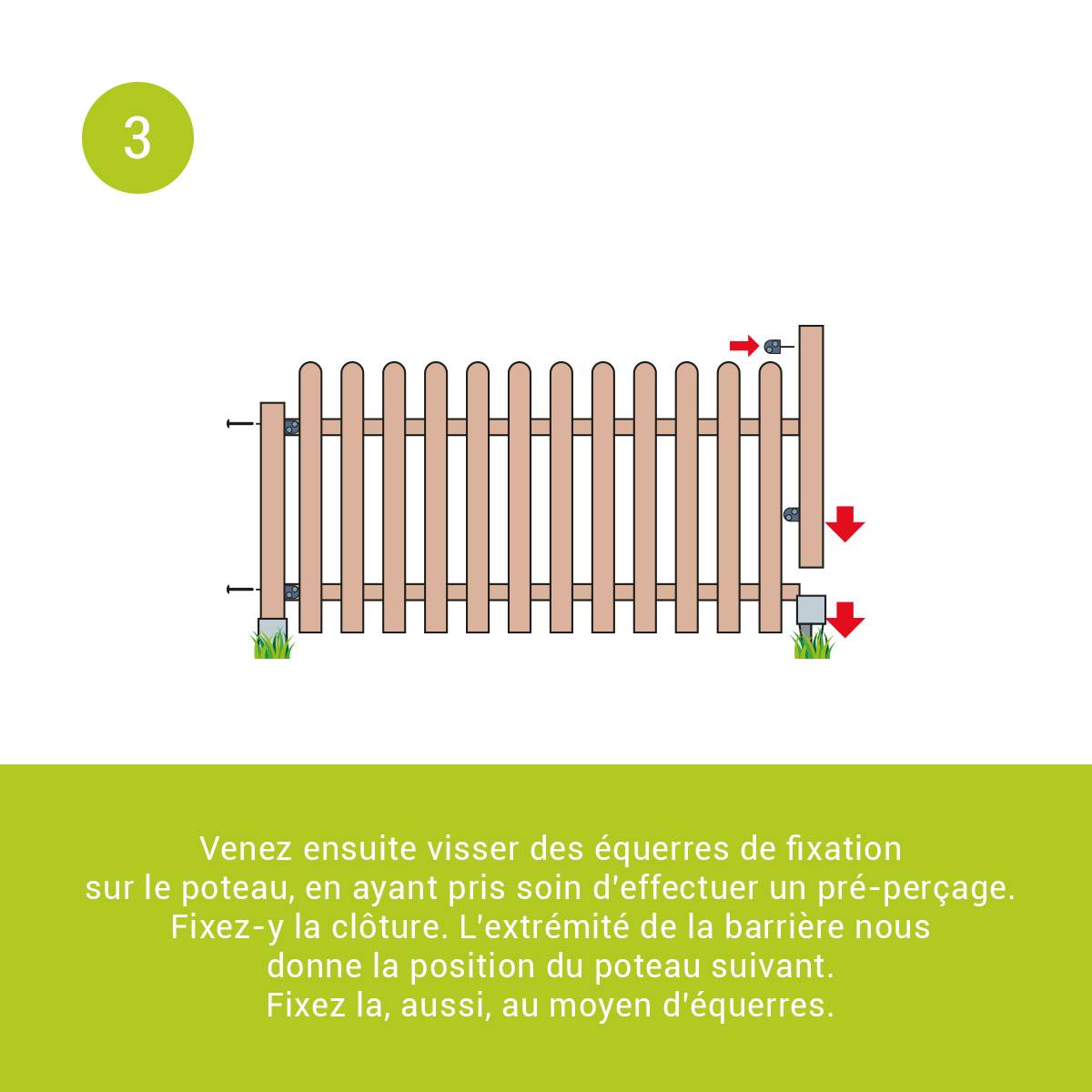 Kit barrière en bois Coquelicot H 60 cm à fixer - Cémonjardin - Imagen 3