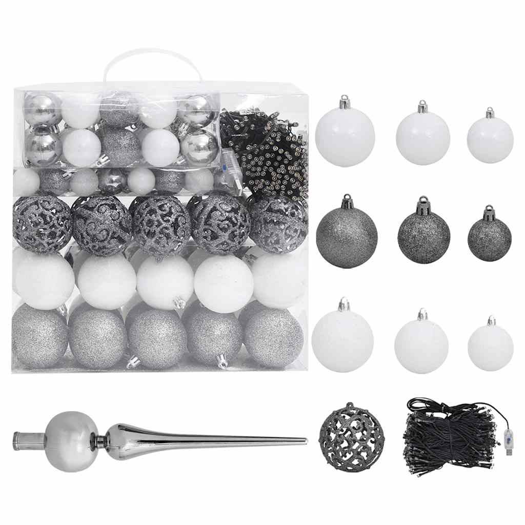 ComfortXL - Très grand sapin de Noël artificiel neige LED et boules blanc 240cm – ComfortXL Outdoor Living - Image 7