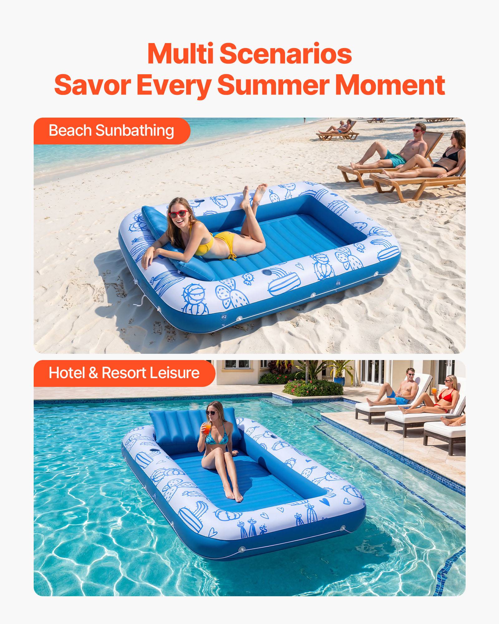 Vevor - VEVOR Matelas Gonflable Piscine avec Pare-solaire Bain de Soleil Flottant 250 kg - Image 6